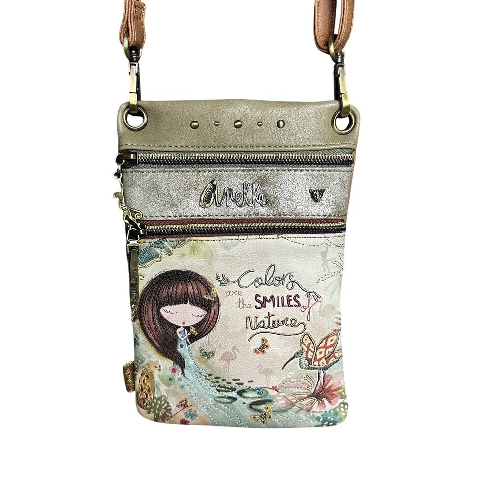 NWOT Anekke convertible crossbody belt bag Amazonia nature embroidered 6x8.5